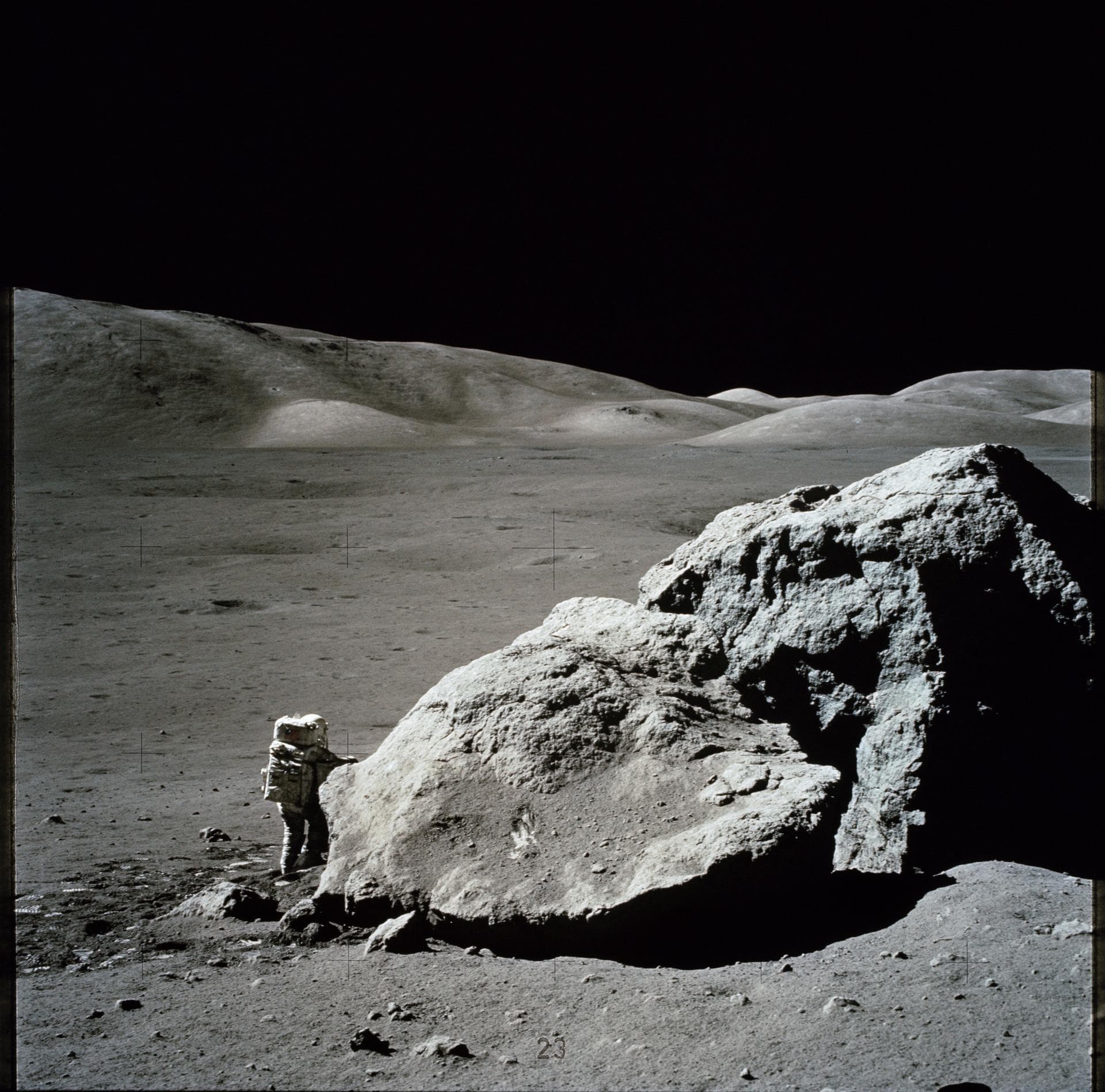 Astronaut and equipment on the lunar surface